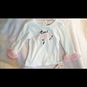 Little Lass White and Pink Long Sleeve Tee